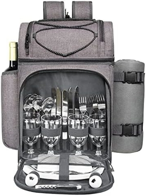 Hap Tim Picnic Backpack Cooler per 4 persone con borsa isolante impermeabile, porta vini, coperta di velluto,