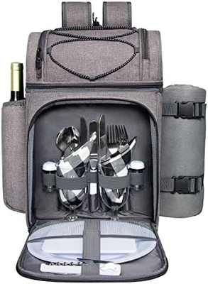 Hap Tim Picnic Backpack Cooler per 4 persone con borsa isolante impermeabile, porta vini, coperta di velluto,