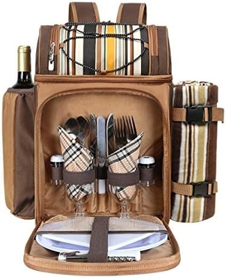 Hap Tim Picnic Backpack Cooler per 4 persone con borsa isolante impermeabile, porta vini, coperta di velluto,