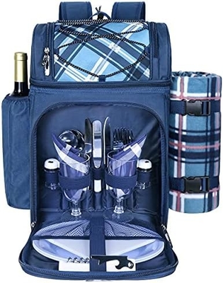 Hap Tim Picnic Backpack Cooler per 4 persone con borsa isolante impermeabile, porta vini, coperta di velluto,
