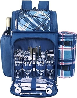 Hap Tim Picnic Backpack Cooler per 4 persone con borsa isolante impermeabile, porta vini, coperta di velluto,