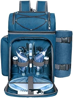 Hap Tim Picnic Backpack Cooler per 4 persone con borsa isolante impermeabile, porta vini, coperta di velluto,