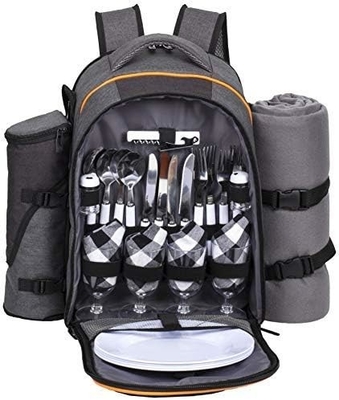 Hap Tim Picnic Backpack Cooler per 4 persone con borsa isolante impermeabile, porta vini, coperta di velluto,