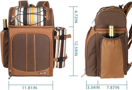 Hap Tim Picnic Backpack Cooler per 4 persone con borsa isolante impermeabile, porta vini, coperta di velluto,
