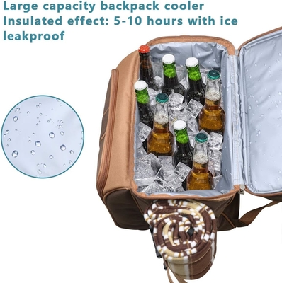 Hap Tim Picnic Backpack Cooler per 4 persone con borsa isolante impermeabile, porta vini, coperta di velluto,