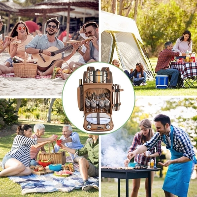 Hap Tim Picnic Backpack Cooler per 4 persone con borsa isolante impermeabile, porta vini, coperta di velluto,
