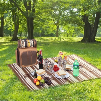 Hap Tim Picnic Backpack Cooler per 4 persone con borsa isolante impermeabile, porta vini, coperta di velluto,