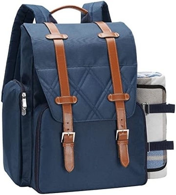 Zaino da picnic per 4 persone con grande borsa isolante per il raffreddamento, set di cestini da picnic con borsa per vino,
