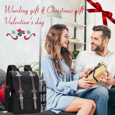 Zaino da picnic per 4 persone con grande borsa isolante per il raffreddamento, set di cestini da picnic con borsa per vino,