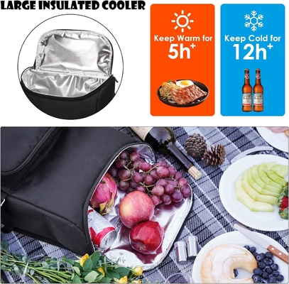 Zaino da picnic per 4 persone con grande borsa isolante per il raffreddamento, set di cestini da picnic con borsa per vino,