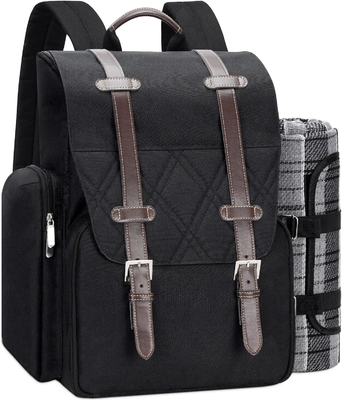 Zaino da picnic per 4 persone con grande borsa isolante per il raffreddamento, set di cestini da picnic con borsa per vino,