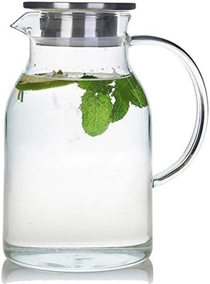 Boccone di vetro Karafu con coperchio, vaso di acqua resistente al calore da 68 oz per acqua calda/fredda, tè ghiacciato e bevande a base di succhi