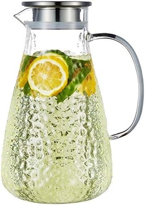 Boccone di vetro Karafu con coperchio, vaso di acqua resistente al calore da 68 oz per acqua calda/fredda, tè ghiacciato e bevande a base di succhi