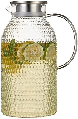 Boccone di vetro Karafu con coperchio, vaso di acqua resistente al calore da 68 oz per acqua calda/fredda, tè ghiacciato e bevande a base di succhi