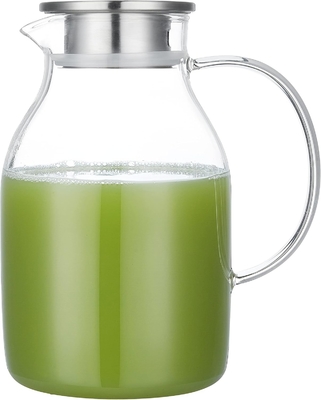 Boccone di vetro Karafu con coperchio, vaso di acqua resistente al calore da 68 oz per acqua calda/fredda, tè ghiacciato e bevande a base di succhi