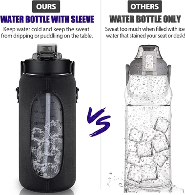 Bottiglia d'acqua da mezzo gallone con manica bottiglia d'acqua ispiratrice con paglia e timbro,