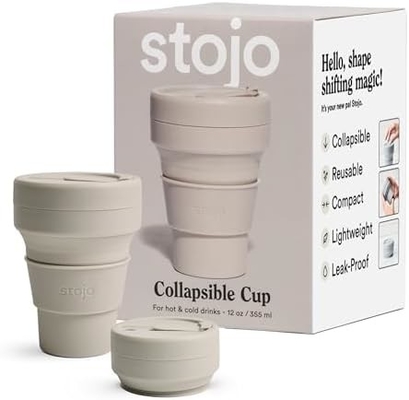Coppa da viaggio pieghevole - Verde salvia, 12 oz / 355 ml - Proof-Leak Reusable To-Go Pocket Size Silicone Bottle