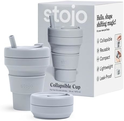 Coppa da viaggio pieghevole - Verde salvia, 12 oz / 355 ml - Proof-Leak Reusable To-Go Pocket Size Silicone Bottle