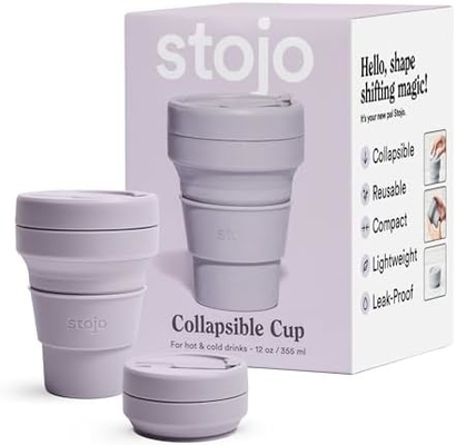 Coppa da viaggio pieghevole - Verde salvia, 12 oz / 355 ml - Proof-Leak Reusable To-Go Pocket Size Silicone Bottle