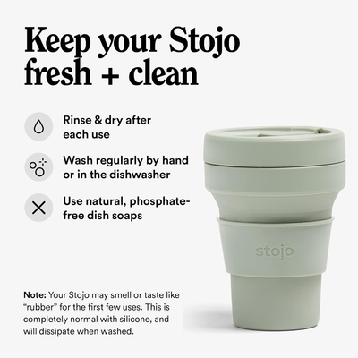 Coppa da viaggio pieghevole - Verde salvia, 12 oz / 355 ml - Proof-Leak Reusable To-Go Pocket Size Silicone Bottle