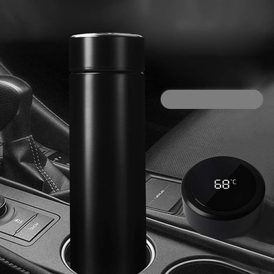 Bottiglia d'acqua con display di temperatura a LED,bottiglia d'acqua isolante a vuoto a doppia parete,acciaio inossidabile per sport automobilistici