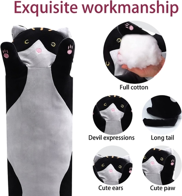 WUYU Dolce Bambola Gattina Carino Cartone animato Morbido Stuffato Gattino Cuscino Lungo Tiro Dormito Cuscino Bambola giocattolo regalo per bambini