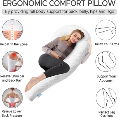 Cuscino corpo per adulti - cuscini da letto lunghi morbidi inserti per dormire - schiuma di memoria tritata e copertura lavabile rimovibile