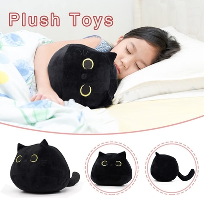 Giocattolo di peluche nero per gatti: cuscino per animali morbido e farcito, decorazione per divani per bambini, disegno a forma di gatto