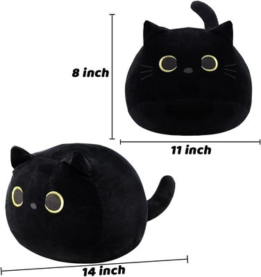 Giocattolo di peluche nero per gatti: cuscino per animali morbido e farcito, decorazione per divani per bambini, disegno a forma di gatto