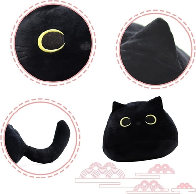 Giocattolo di peluche nero per gatti: cuscino per animali morbido e farcito, decorazione per divani per bambini, disegno a forma di gatto