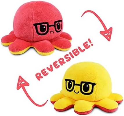 Turtle - l'originale polpo reversibile Plushie - amore + odio - simpatici animali pieni di sensi che mostrano il tuo