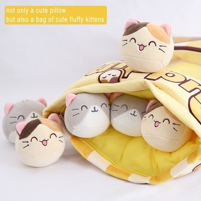 REFAHB Dolce cuscino di peluche cuscino da lancio giocattoli per animali ripieni rimovibili regali creativi per ragazze (gattino)