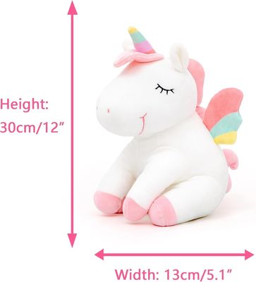 Lazada Unicorn Stuffed Animal Plush Toys Ragazze Regali con ali arcobaleno Bianco 12 pollici