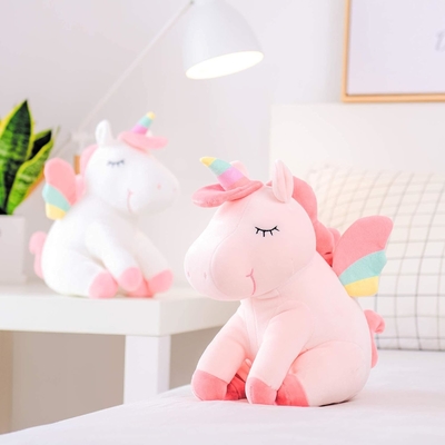 Lazada Unicorn Stuffed Animal Plush Toys Ragazze Regali con ali arcobaleno Bianco 12 pollici