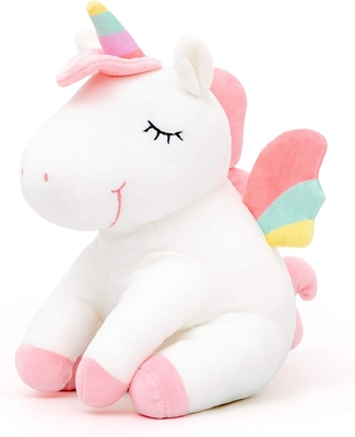 Lazada Unicorn Stuffed Animal Plush Toys Ragazze Regali con ali arcobaleno Bianco 12 pollici