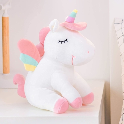 Lazada Unicorn Stuffed Animal Plush Toys Ragazze Regali con ali arcobaleno Bianco 12 pollici