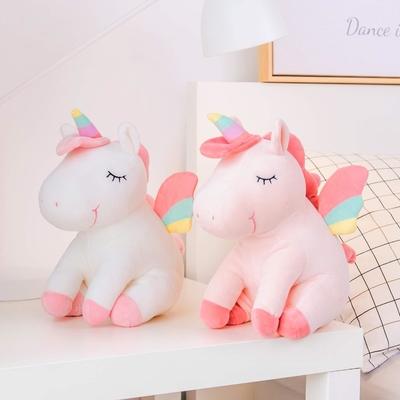 Lazada Unicorn Stuffed Animal Plush Toys Ragazze Regali con ali arcobaleno Bianco 12 pollici