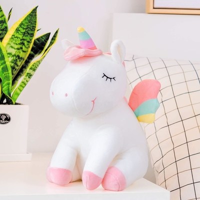 Lazada Unicorn Stuffed Animal Plush Toys Ragazze Regali con ali arcobaleno Bianco 12 pollici