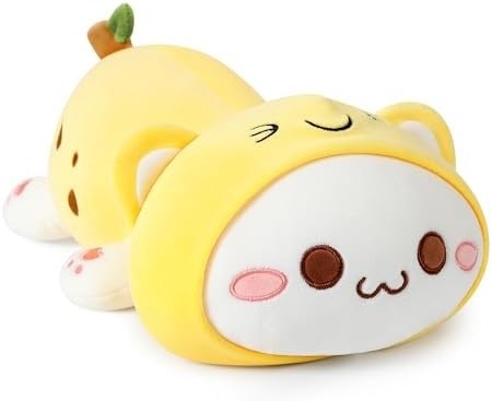 Onsoyours Cute Kitten Plush Toy 25.5&quot; Stuffed Animal Pet Kitty Soft Anime Cat Large Plush Pillow for Kids (Bianco A, 25.5