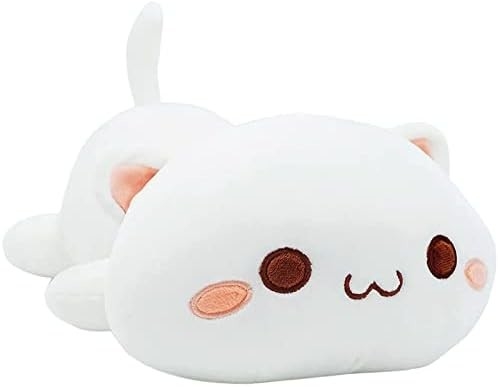 Onsoyours Cute Kitten Plush Toy 25.5&quot; Stuffed Animal Pet Kitty Soft Anime Cat Large Plush Pillow for Kids (Bianco A, 25.5