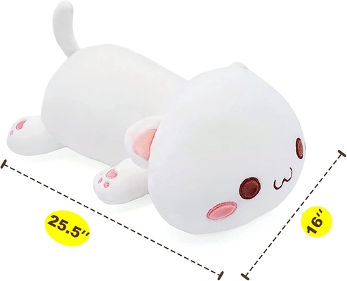 Onsoyours Cute Kitten Plush Toy 25.5&quot; Stuffed Animal Pet Kitty Soft Anime Cat Large Plush Pillow for Kids (Bianco A, 25.5