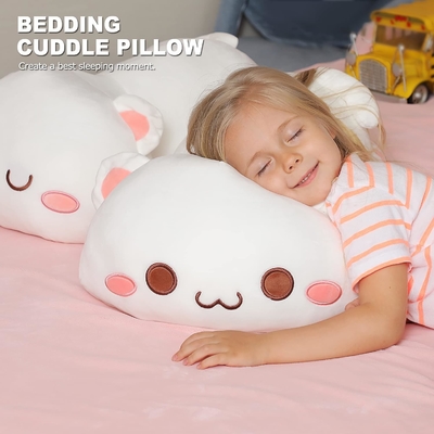 Onsoyours Cute Kitten Plush Toy 25.5&quot; Stuffed Animal Pet Kitty Soft Anime Cat Large Plush Pillow for Kids (Bianco A, 25.5