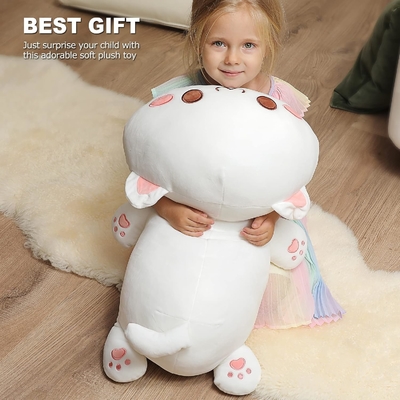 Onsoyours Cute Kitten Plush Toy 25.5&quot; Stuffed Animal Pet Kitty Soft Anime Cat Large Plush Pillow for Kids (Bianco A, 25.5