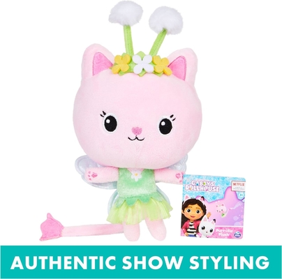 Gabby's Dollhouse, 7 pollici Kitty Fairy Purr-ific Plush Toy, Bambini giocattoli per 3 anni e più
