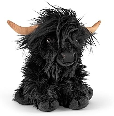 Animale farcito marrone. Giocattolo di fattoria con suono. Regalo per bambini con giocattolo morbido.