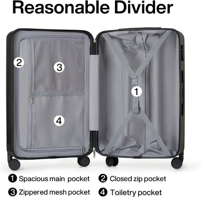 Set 2 pezzi Carry On Baggage con ruote PC Hard Shell Baligie Leggerissime Baligie Tsa Registrate Baligie di viaggio di grandi dimensioni Baligie da viaggio
