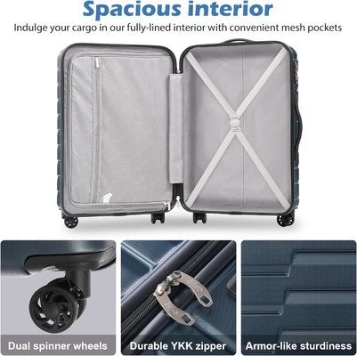 Valigia PC ABS TSA bagagli 3 pezzi set chiusura giratore Carry on (blu teal)