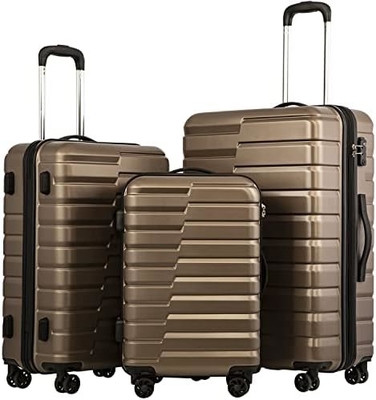 Valigia PC ABS TSA bagagli 3 pezzi set chiusura giratore Carry on (blu teal)