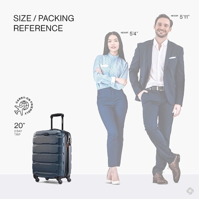 Omni PC Bagaglio rigido espandibile con ruote a spinner, portabicchiere da 20 pollici, blu