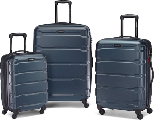 Omni PC Bagaglio rigido espandibile con ruote a spinner, portabicchiere da 20 pollici, blu